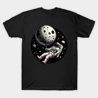 Space Astronaut Aesthetic Floating With the Moon T-Shirt